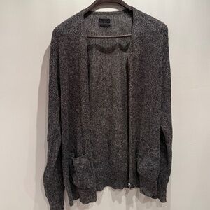 All Saints men's gray open knit cardigan with zipper, size L